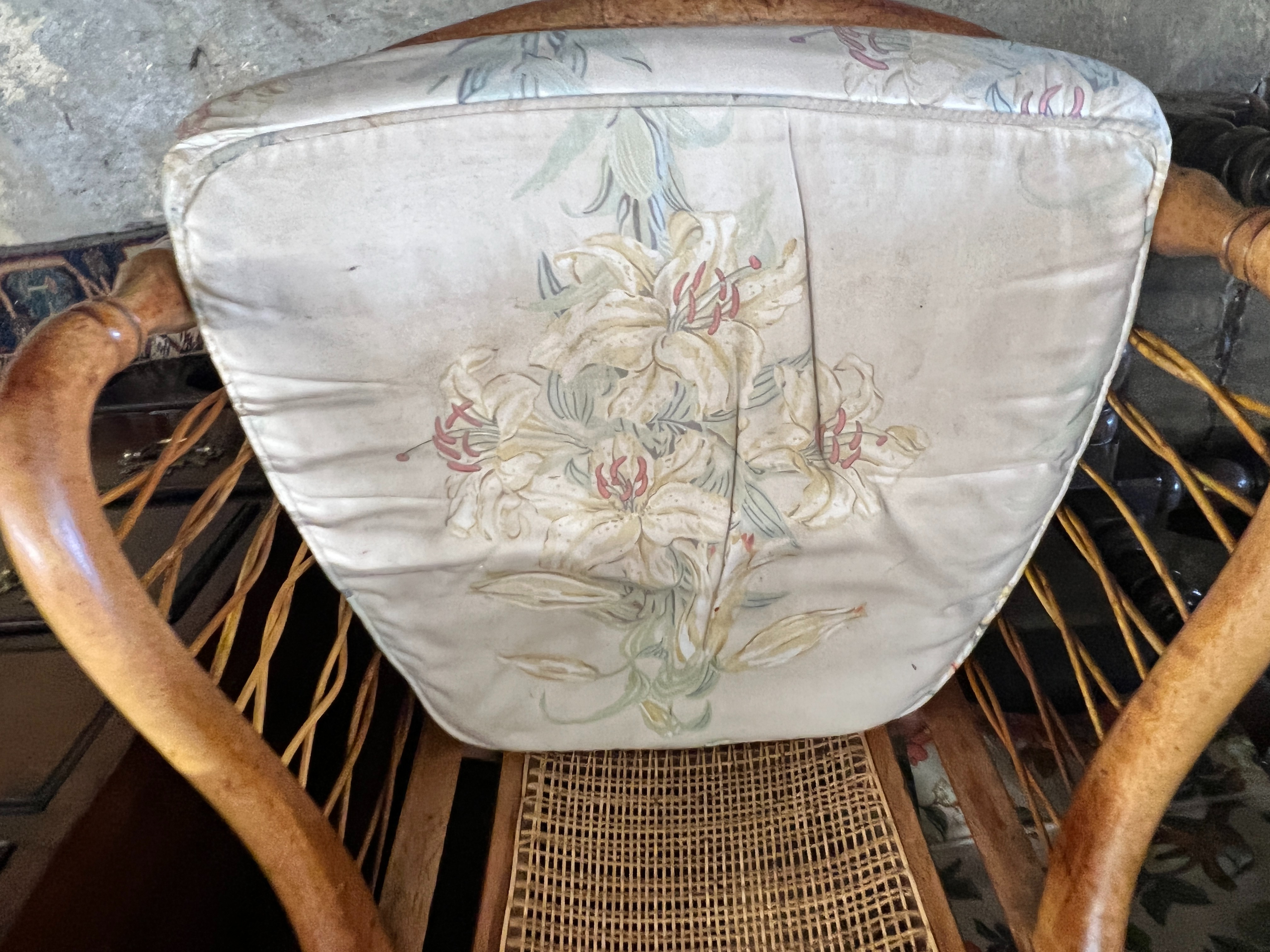 A Victorian maple framed caned back armchair
